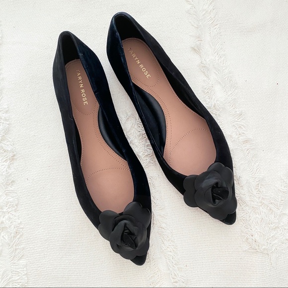 Taryn Rose Shoes - Taryn Rose • New Black Suede Rose Flats